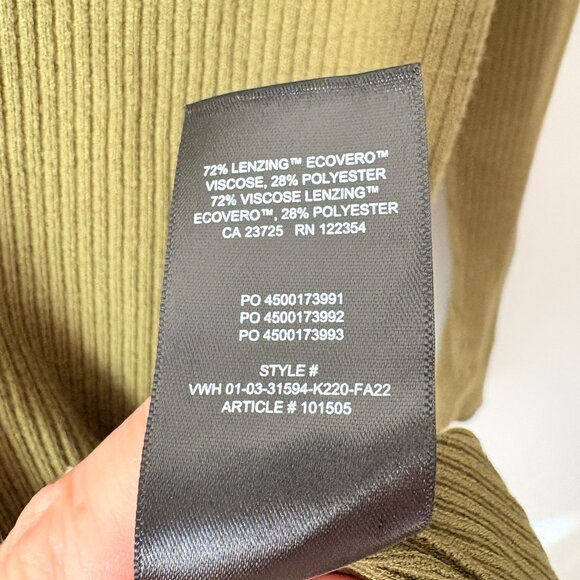 Aritzia Babaton Leyster Ribbed Polo Knit Sweater Top Dark Green Size Small - Picture 7 of 7
